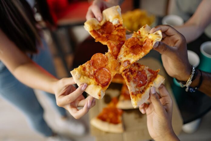 Friends enjoying fast food